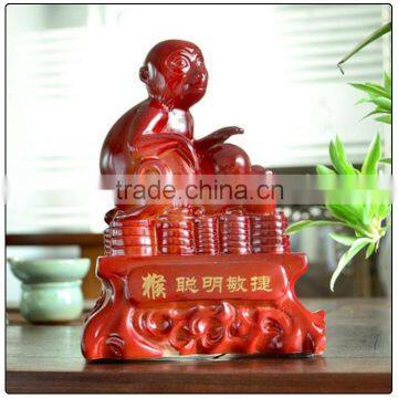 Red color resin money statue , resin animal decoration , fengshui statue