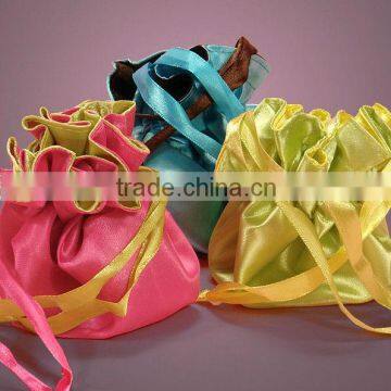 fashion colorful satin wedding gift bag drawstring