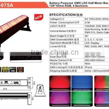 High Quality and Sound Active 120(R48, G36, B36)10mm 4 Sections Battery LED Bar Light Wash Light photo-2