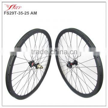 29er MTB bicycle wheelset 35mm wide clincher rims, hookless carbon mountain bike wheelset with Novatec D711SB/D712SB Boost disc