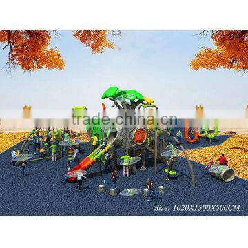Champaign-ancient-tree style outdoor LLDPE kids slide with climbing