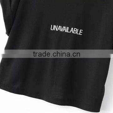 2016 Manufacturer China Wholesale Clothing Round Collar Black Mini Short t Shirt for Girls Loose Designs photo-5