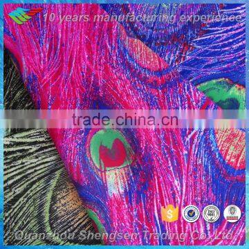 peacock feather printed high quality printed swimwear fabric