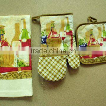 Kitchen 3pcs Set: Oven Mitt,pot Holder, Kitchen Towel