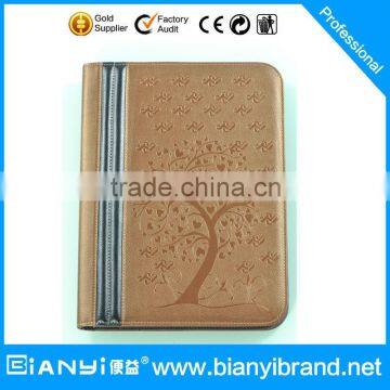 High quality a4 leather conference folder/embossing folder/leather portfolio embossed with LOGO