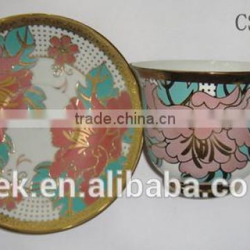 Promotional ceramic wholesale colorful cup and saucer