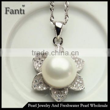 Real pearl 925 silver small flower pendants pattern