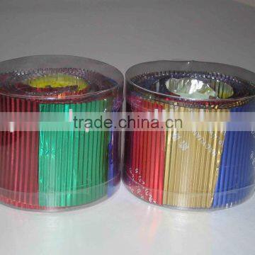 Coloring strip for decorating corrugated aluminum foil