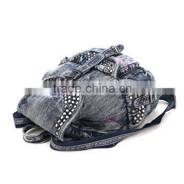 Back Bags for Ladies Casual Denim Women Fashion Lady Casual Backpack With Rivets for Girls Backpack Bag photo-4