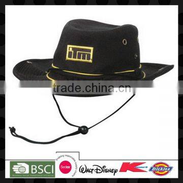Logo Embroidered Cheap Felt Black Cowboy Hat