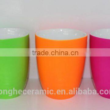 Hot sale healthy 14oz ceramic square mug with fluorescent colors