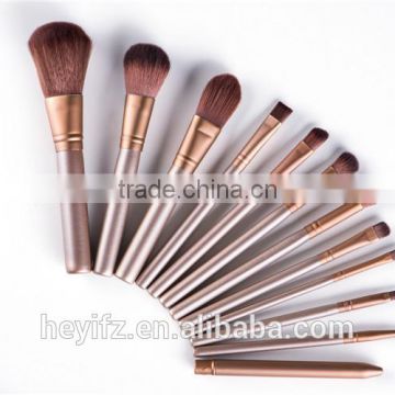 Best Seller Synthetic Hair 12PCS Gold Brown Brush Kits Set WithTin Box