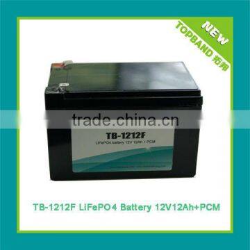 topbrand 12v rechargeable LiFePO4 battery pack PCM 10ah/12ah+BMS+hard plastic caseTB-1212F(Shenzhen supplier)