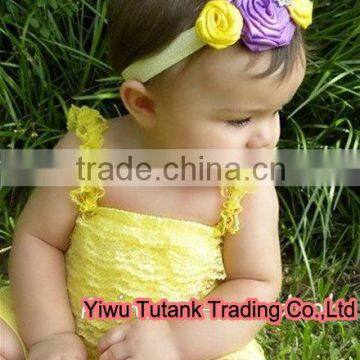 Baby Yellow Lace Ruffles Petti Rompers with Straps