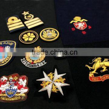 Bullion Embroidered Badges/ professional Hand Made Bullion Badges