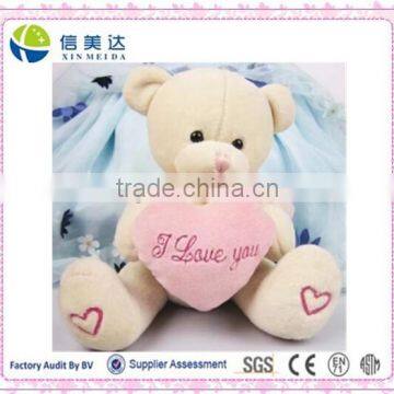 Valentine white Teddy bear with love heart soft plush toy