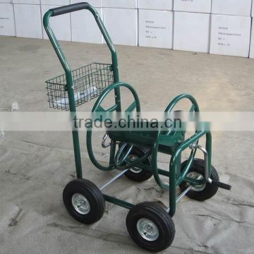 four wheel garden lawn metal water hose reel cart