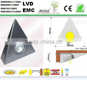 Triangle halogen cabinet lamps