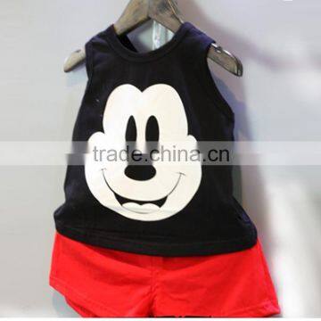 2016 New Cartoon Printing Sleeveless Boutique Childrens Clothes Sets