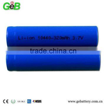 10440 3.7V 320mah cylindrical rechargeable Li-ion battery