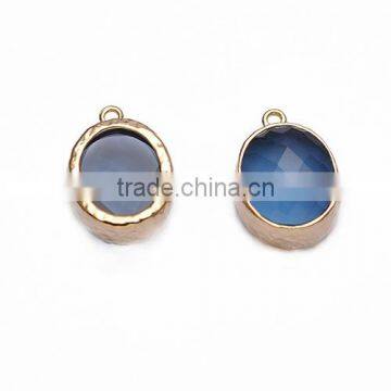 New Arrival Bezel Glass Pendant Charm 17*12mm Gold or Silver Plated Brass For Earrings Necklace Wedding Jewelry