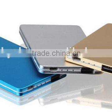 aluminium supper thin usb credit card external mobile charger 2200mah