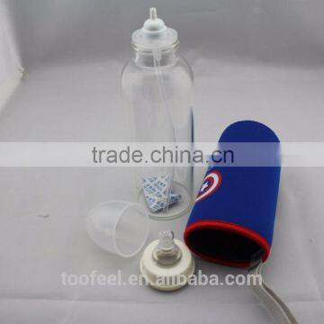 wholesale food grade material13Oz Student Sports Bottle BPA Free Glass Water Bottle with Handle