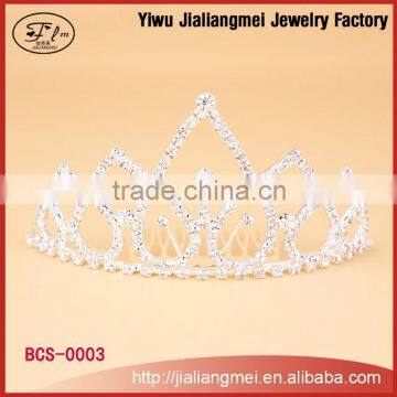 Factory Price!! 2015 New Bridal Wedding Accessories Women Rhinestone Silver Crystal Pendant Crown Tiara