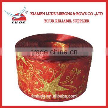 Hot Sale Gold Wired Edge Christmas Gift Ribbon photo-1