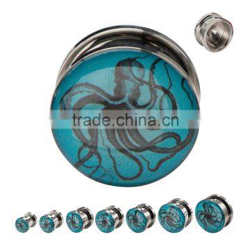 Ear Piercing Body Jewelry 316L Stainless Steel octopus logo ear Plug