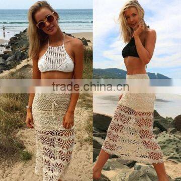 Stylish New Fashion Lady Women Elastic Waist Hollow Out Long Maxi Skirt