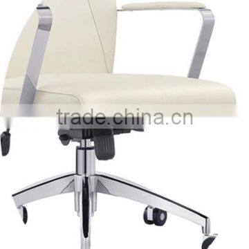 Simple Design High Back White Leather Office Chair Chrome Arms White Leather photo-6
