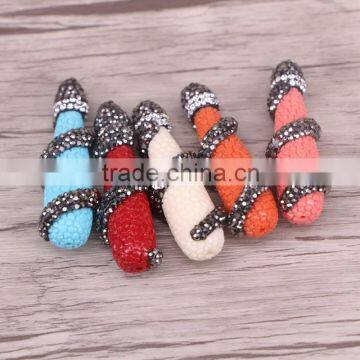 Lovely Teardrop Shell Beads Pave Crystal Zircon Gem Charm Fashion Jewelry