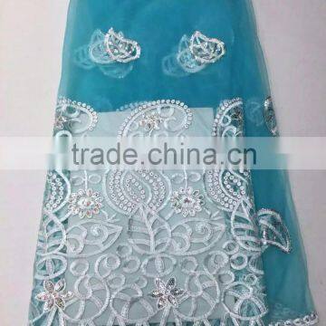 Haniye 2016 Indian Raw Silk George Fabric With Blouse/ Swiss Voile Lace in Switzerland Wholesale Indian George Lace Fabric/PLG04 photo-4