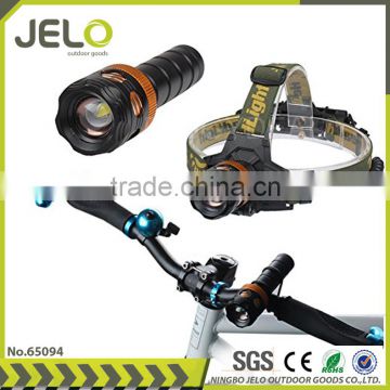 Ningbo JELO 2 in 1 Powerful XML T6 Torch Head Torch Rechargeable Headlamp Flashlight