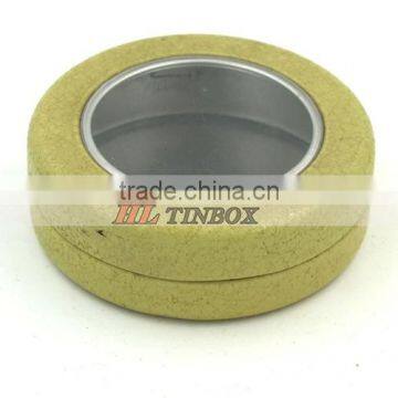 Round Tin Can With Clear PVC Pet Window