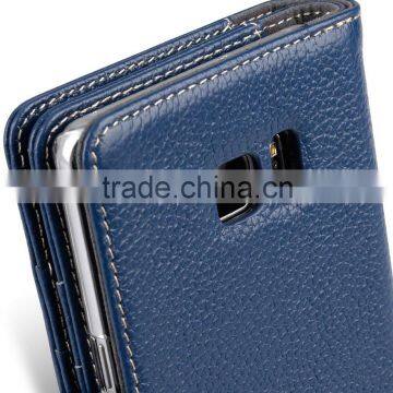 Wallet Card Slot Mobile Phone Cover Blue Genuine Leather Case for Samsung Galaxy Note 7