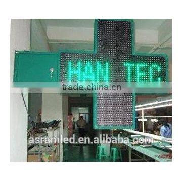 CE RF wireless P16mm 48*48pixel double sides green outdoor waterproof 80cm led pharmacy cross sign