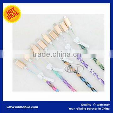 KLT Mix color Zipper USB Cable 2 in 1 Couple Lighting Cable