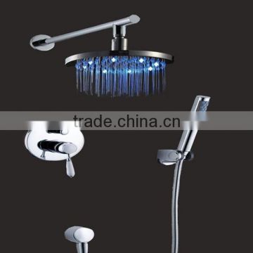 Complete in wall Concealed LED Shower Set Rain Hand Diverter Tap Round Chrome