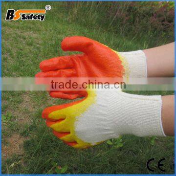 BSSAFETY yellow orange double latex palm coated korean work gloves