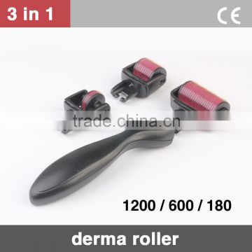 Derma roller kit replacement 3 in 1 derma roller 600/18/1200 pins stainless microneedling dermaroller