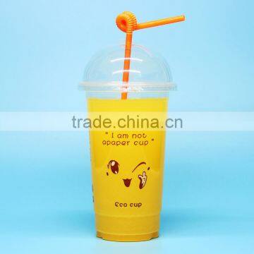 Reusable Plastic Coffee/juice/ice Cream Cup Wiht Dome Lid photo-2
