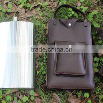 178oz Stainless Steel Hip Flasks Laser Welding Mirror Flask With Leather Package photo-5