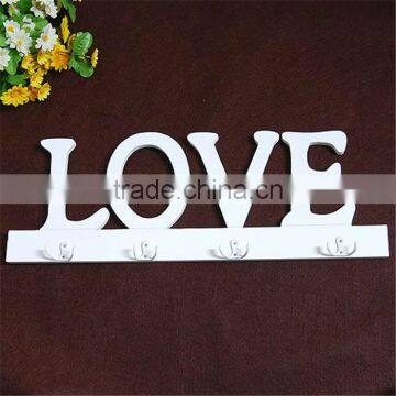 White LOVE Letters Modern Clothes Hangers Coa Track Coat Hook Hanging Wall Hanging Wooden Letter Wall Hook photo-2