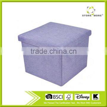 Collapsible Storage Ottoman Cube Foot Rest Stool Comfy Linen-like Fabric Lift Off Top photo-4