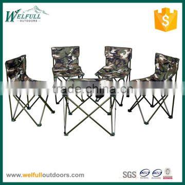 Camouflage camping small foldable dinning table and 4 chairs