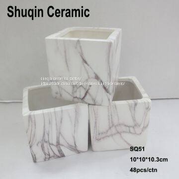Marble Flower Pot Square Flower Pot Succlents Flower Pot Ceramics Pot photo-2