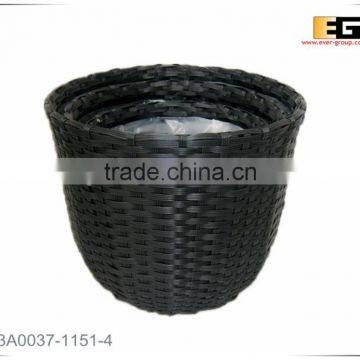 Round Shape PE Rattan With Liner Flower Baskets photo-2