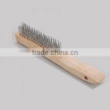 2014 the newest US style industrial spiral wire brush with wooden handle SJIE3022